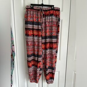 NEW Colorful plus sz 2X Geometric Patterned comfy boho Pants w pockets NWOT